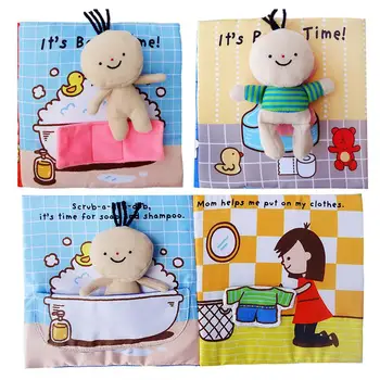 

HobbyLane Baby Early Learning Soft Cloth Books Animal Embroidery Go to the Toilet Take a Shower Education Toys