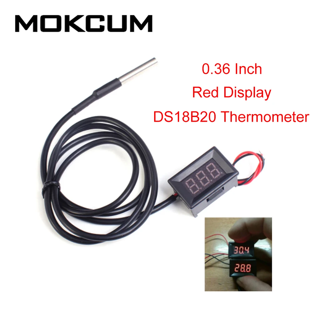Digital Thermometer Temperature Sensor Digital Temperature Controller Digital Thermostat DS18B20 0.36inch Blue / Red Digital Display Thermometer Thermostat Temperature Controller DC 4-28V Waterproof Temperature Sensor
