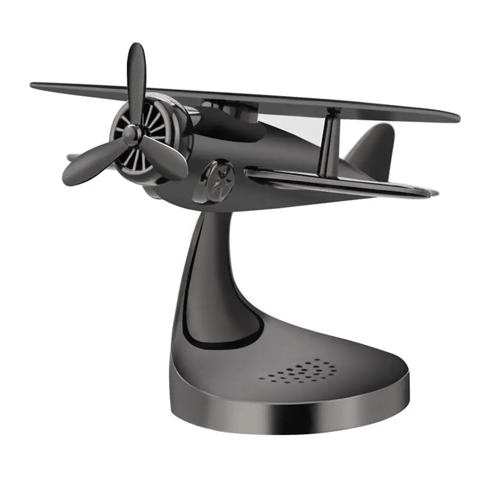cool black Solar Power Car Perfume Aircraft Model Ornament Airplane Aroma Diffuser Decor Car Parfume Car-styling Accessories - Название цвета: cool black