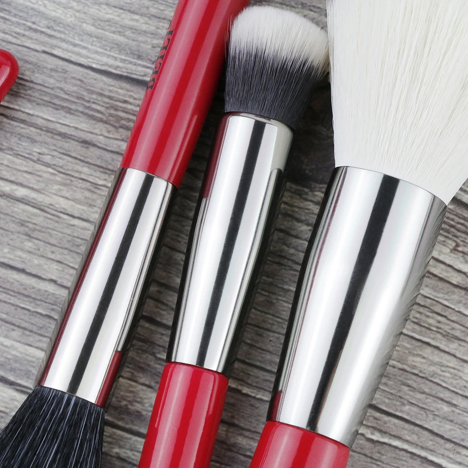 BEILI красный набор профессиональных кистей для макияжа, козья пони, синтетические волосы, нано шерсть, тени для век, пудра, растушевка, кисти для макияжа, инструменты