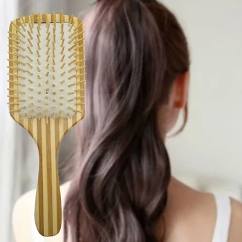

Tool Detangling Bamboo Scalp Massage Slabs Air Cushion Wood Handle Anti-Static Hair Comb Brush No Snag Smooth Home Health Care