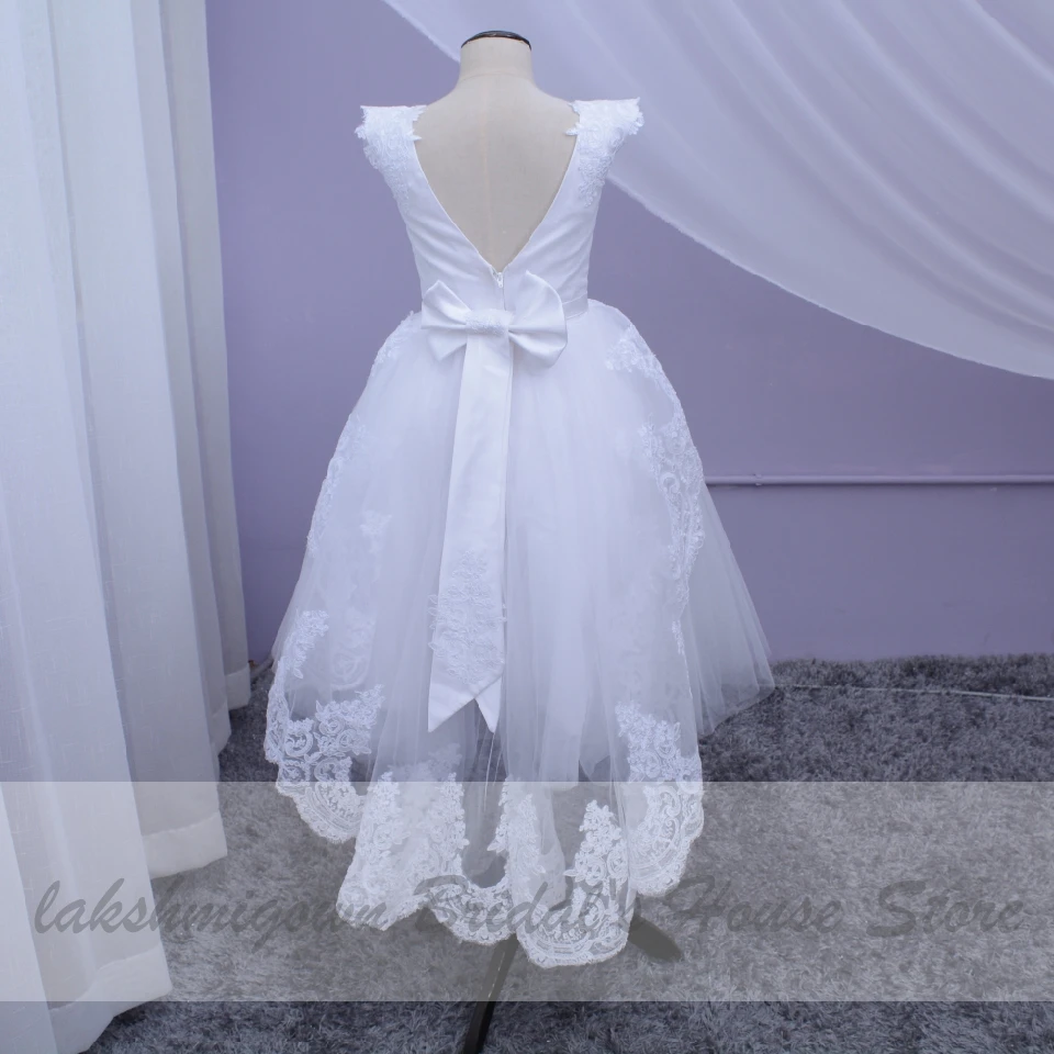 Lakshmigown/белое свадебное платье для девочек; коллекция года; Vestido de Primera Comunion; пышные платья с бантом для маленьких детей