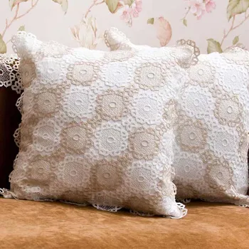 

45x45cm White rose lace jacquard cushion cover decorative pillowcase lumbar pillow cover indoor