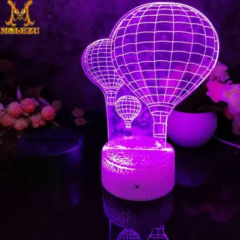 

Molezu Halloween Hot Air Balloon 3D Led Night Light Decoration Children Kids Gifts 7 Color Changing Visual Table Lamp