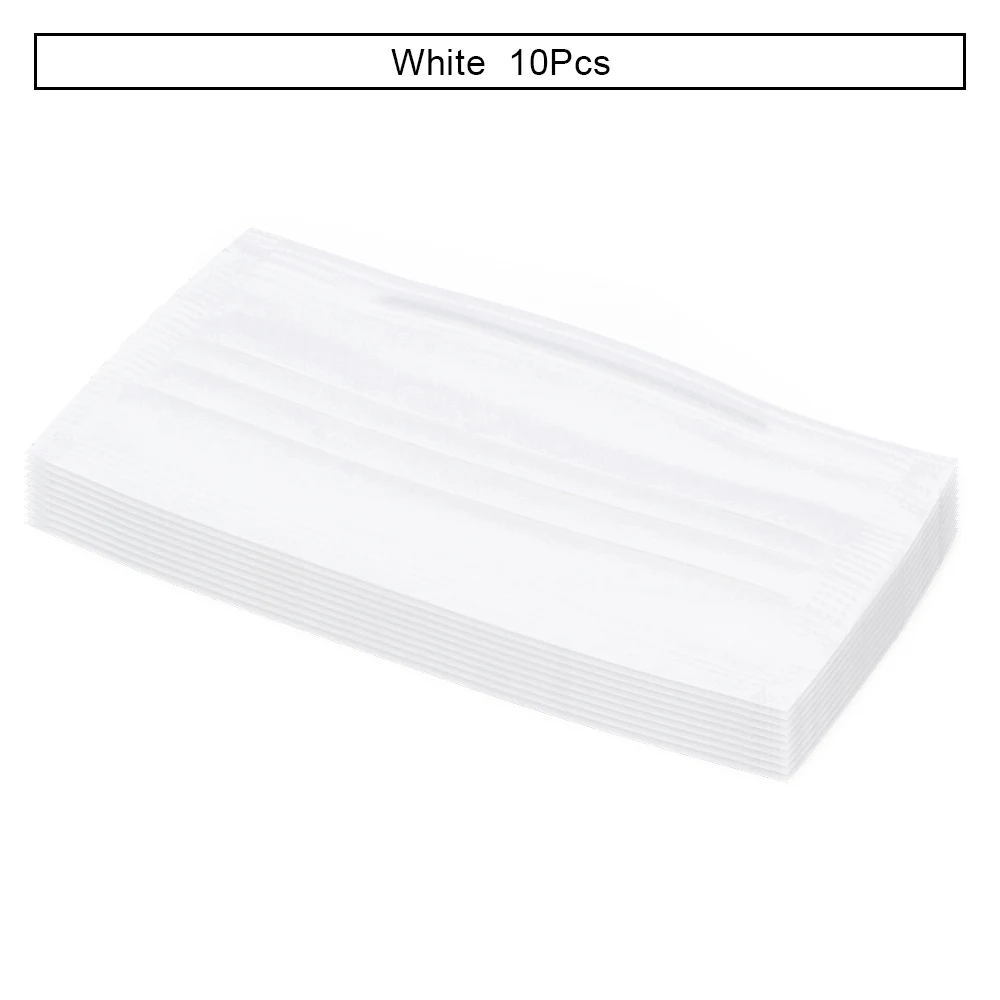 White 10pcs 50 шт./упак. Анти-пыль ветрозащитный маски для лица нетканые одноразовые уход за кожей лица маска медицинская 3-х слойные, ресниц для наращивания с эластичная петля уха - Цвет: White 10pcs