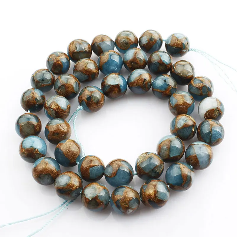 

Natural Lake Blue Cloisonne Stone Round Loose Beads For Jewelry Making 6 8 10 mm Pick Size 15inches DIY Necklace