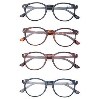

Reading Glasses Men and Women Spring Hinge Oval Eyeglasses Frame Quality Readers 4 Pack Retro 0.5 1.75 2.0 Frame Material Gender