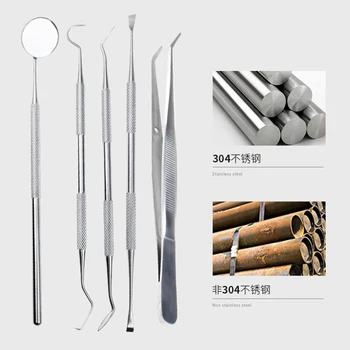 

5PCS Pets Teeth Cleaning Scaler Tools Cats Dogs Tartar Remover Dental Stones Oral Stainless Steel Care Kit Scraper Pet Supplies