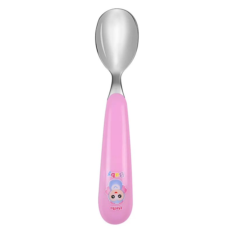 New Lovely Bear Print Baby Flatware Spoon Children Stainless Steel Fork Spoon Set Baby Eating Soup Spoon Tableware Spoon Fork