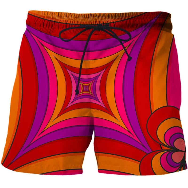 Calções de Praia Roupa de Banho Verão Moda Curto Geométrico Abstrato Impressão Padrão Board Shorts Vertigo Homem 3d 22 Moda Masculina