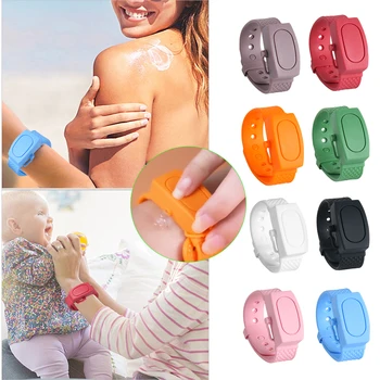 

New 1pc Refillable Bottle Gel Hand Sanitizer Disinfectant Dispenser Silicone Bracelet Wristband Hand Wearable Bracelets Hot Sale