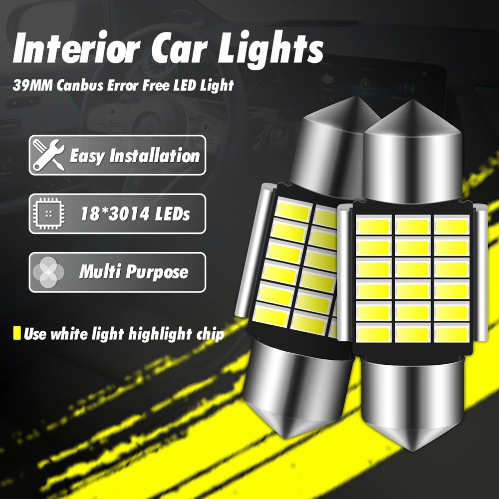 

Festoon Led 31mm 36mm 39mm 42mm Festoon Led Interior Light LED Bulbs White 18 SMD 3014 Car Lights License Plate Light Dome Bulb