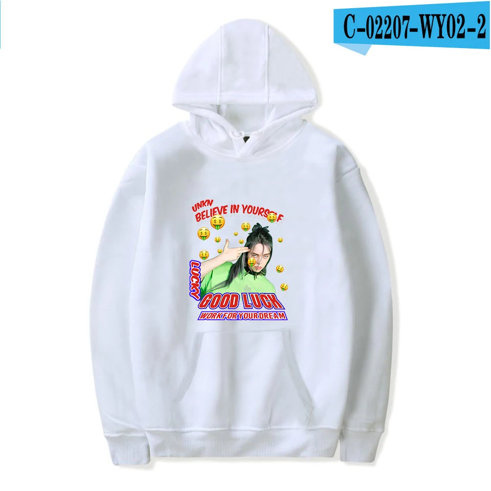 As picture Новинка Billie Eilish, модная толстовка с капюшоном для девушек и мужчин, популярный свитер, удобная куртка на осень и зиму, Модный черный пуловер для мальчиков и девочек - Цвет: As picture