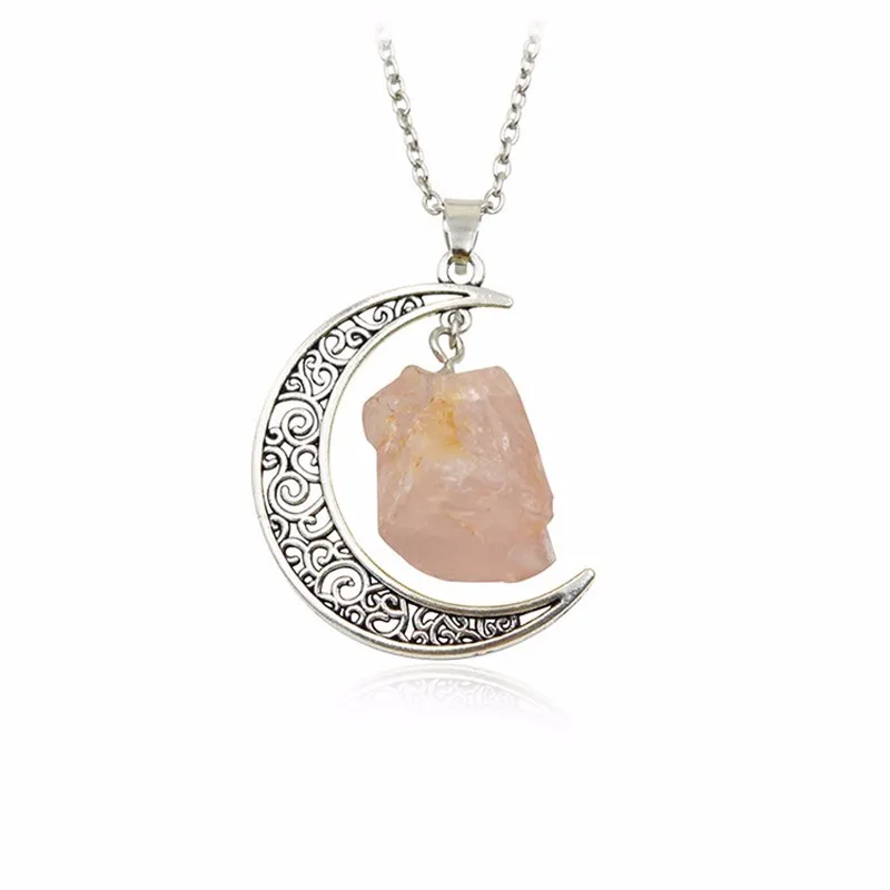 Новая мода Луна Винтаж нерегулярный натуральный камень кулон ожерелье s ожерелье мульти Spar кварцевые кристаллы ювелирные изделия - Окраска металла: style 1