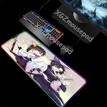 

XGZ Anime Cute Girl Tsuyuri Kanawo Kochou Shinobu Custom Large RGB Mouse Pad Black Lock Edge Computer Desk Mat Rubber Non-slip