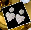 LATS New Heart Earrings Women's Luxurious Geometric Full Rhinestone Earrings Korean Gold/Silver Color Love 2022 Fashion Jewelry ► Photo 3/6