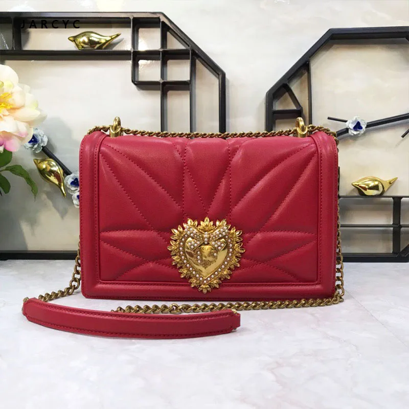

2019 luxury Women New Design Elegant Heart Buckle Bag Fashion High Quality Cowhide Small Square HandBags Single Shoulder Bag