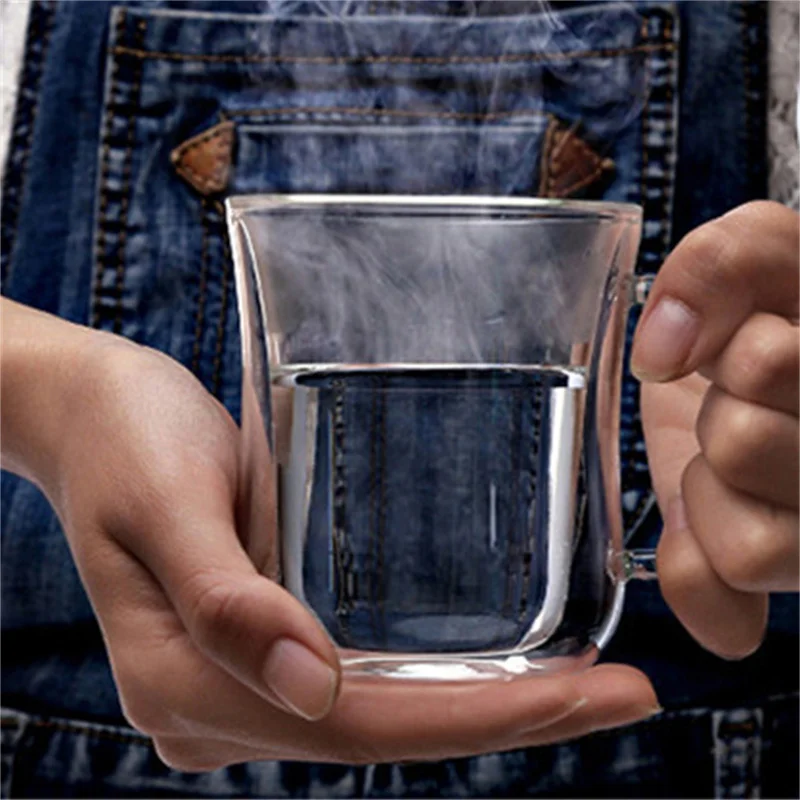 

200ML Transparent Double Wall Glass Water Mug Glass Beer Coffee Mug Handmade Creative Beer Mug Tea Mugs