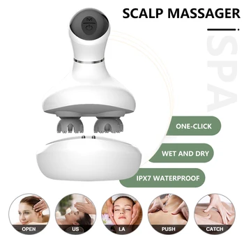 

3D Head Massager Neck Massager Electric Scalp Massager Head Portable Waterproof Muscle Relax Blood Circulation for Stress Relax