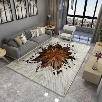 

Nordic Geometric Style Yellow Gray Pattern Carpet Living Room Decor Carpet Sofa Coffee Table Doormat Bedroom Bedside Mat