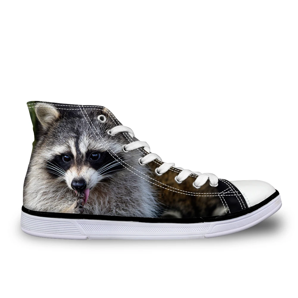 Shoes Only ThiKin Kawaii/Тканевая обувь с цветочным принтом и рисунком енота; женская модная дышащая обувь с высоким берцем на шнуровке; женский Вулканизация - Color: Shoes Only
