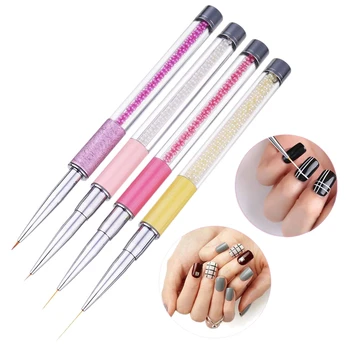 

4 Pieces Nail Brushes for Nail Art, UV Gel Painting Nail Design Brush Nail Art Pens, Nail Art Liner Brushes Nail Dotting Paintin
