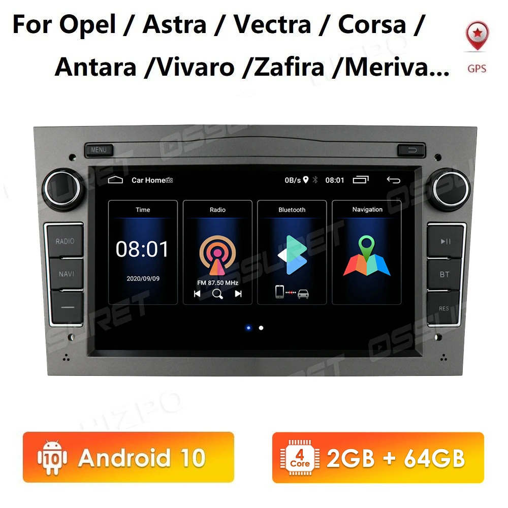 2G 64G Android 10 2 DIN CAR GPS for opel Vauxhall Astra H G J Vectra Antara Zafira Corsa