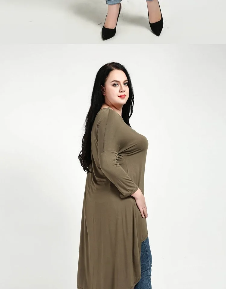 6XL размера плюс, Женская Асимметричная футболка, 5XL, черная, большой размер, женские топы,, летние, Модальные, кимоно, топы, XXXL, повседневная, JR183