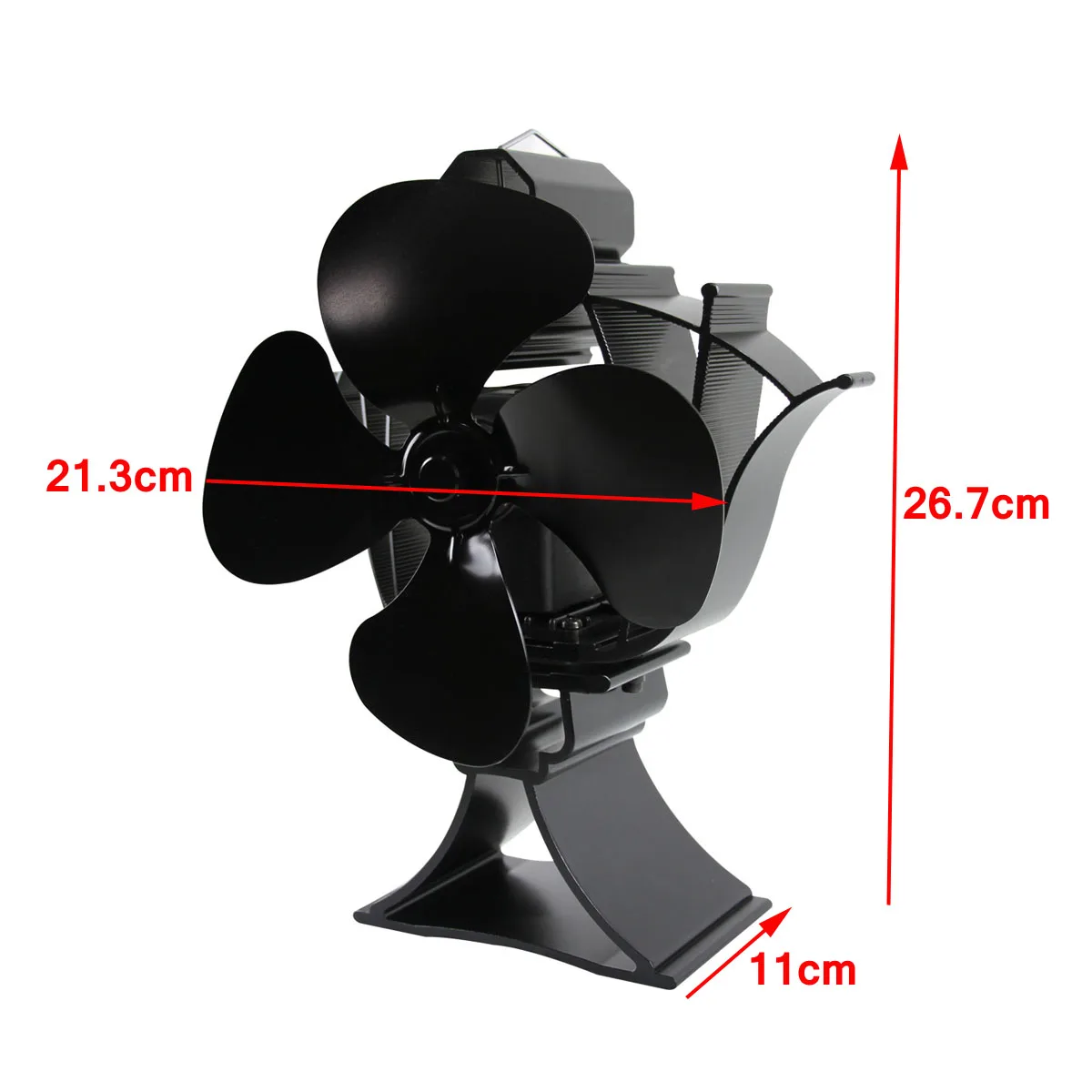 

Hot New 4Blade Swing Head Black Stove Fan Fireplace Fan Heat Powered Wood Burner Efficient Eco-friendly Quiet Home Heat Distrib