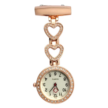 

Fashion Women Pocket Watch Clip-on Heart/Five-pointed Star Pendant Hang Quartz Clock For Medical Doctor Nurse Watches SER88