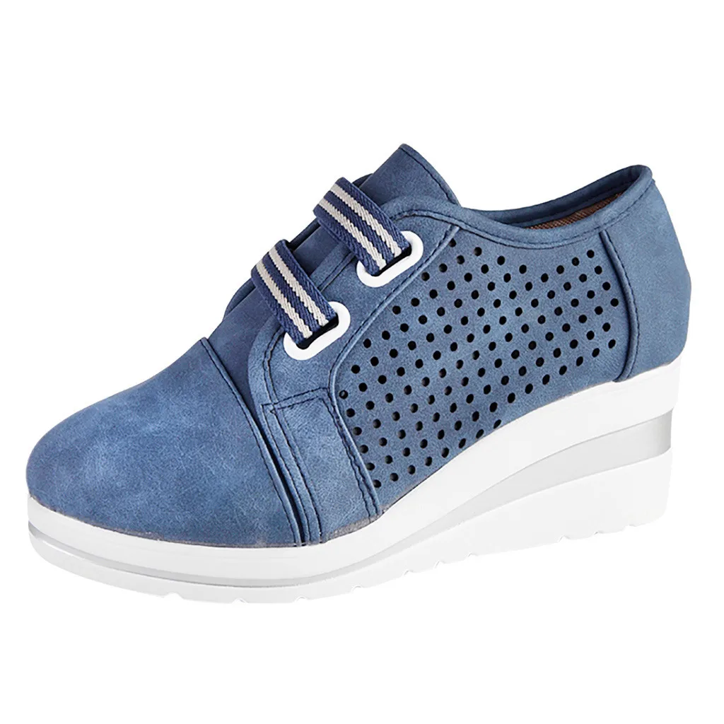 

SAGACE Roman Sneakers Women 2019 Large Size Hollow Out Wedges Height Increasing Casual Shoes Women Lace-Up Sneakers feminino new
