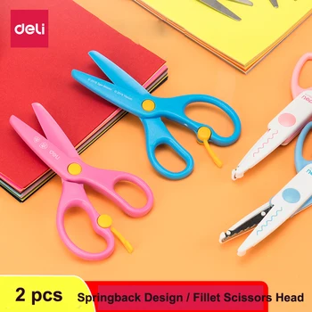 

2 PCS Student Scissors Mini Safety Round Head Plastic Scissors Safety Kids Paper Cutting Small Scissors Baby Manual Art Scissors