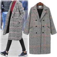 Amazon западный стиль, платье большого размера, классическое клетчатое длинное пальто, женская шерстяная куртка D033