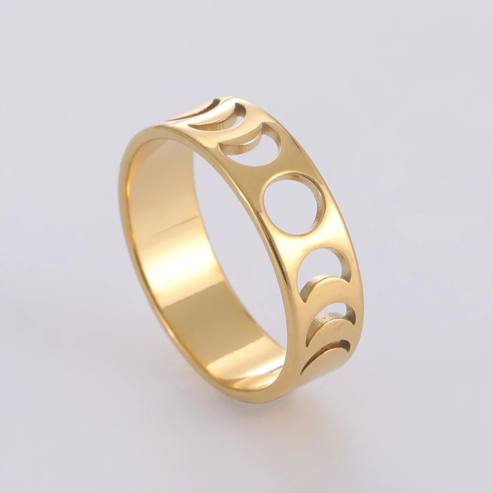 Finger Ring Full Crescent Moon Stainless Steel for Women Couple