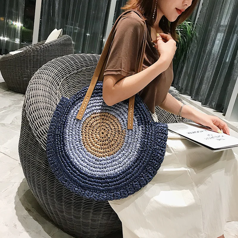 

2019 new fashion straw women's bag trend handbags summer travel beach bag large capacity shoulder