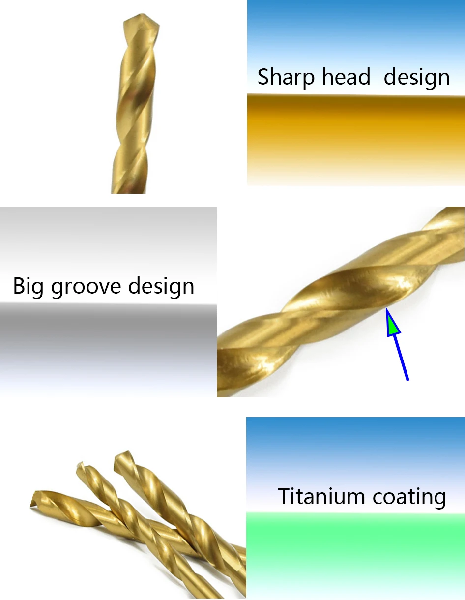 Сверла по металлу Титан покрытием шпильки для волос, заколки-Скорость Сталь сверла инструменты Мощность инструменты по дереву сверло 1/1. 5/2/2,5/3/3,5 мм
