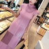 MIYAKE Pleated sundresses women 2022 dress American popular aesthetic clothes High quality long sleeveless hot stamping dress ► Photo 1/5