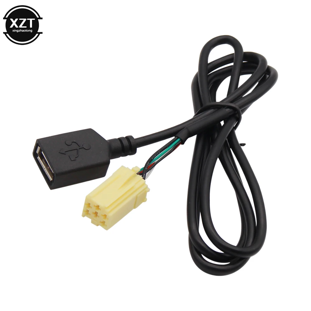 Автомобильный MINI-ISO 6-контактный разъем Черный USB-Кабель-адаптер AUX функция для ford