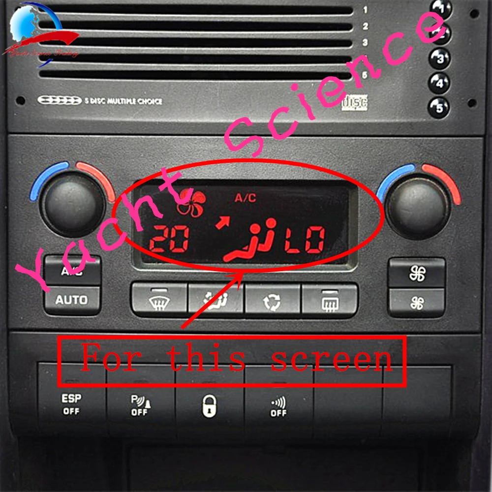 For Peugeot 207 Car ACC Lcd Panel Module Display Monitors Pixel Repair Red background Air Conditioning Information Screen lcd display navigation touch screen car radio lcd repair
