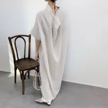 Women Summer Dress Loose Straight  Short Sleeve Oversize Dress Korean Style Fashion Maxi Ankle-Length  Plain Casual Pullover