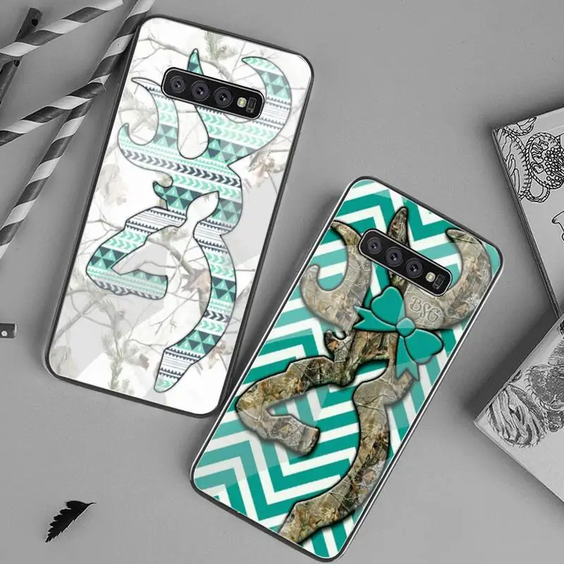

YJZFDYRM Camo Browning Phone Case Tempered Glass For Samsung S20 Plus S7 S8 S9 S10 Plus Note 8 9 10 Plus