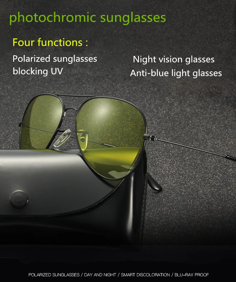 Roupai поляризованные фотохромные солнцезащитные очки для мужчин и женщин, фирменный дизайн, uv400, солнцезащитные очки для вождения, анти-синий светильник, очки для дня и ночи