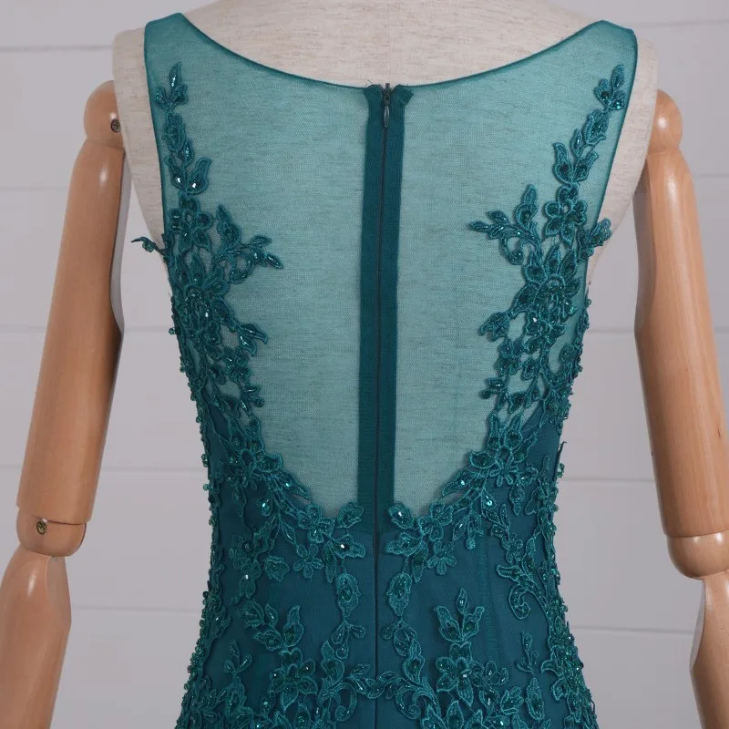 Прозрачные сзади vestido de festa сексуальное платье русалки для выпускного вечера с зеленым кружевом и аппликацией из бисера Вечернее платье платья для матери невесты