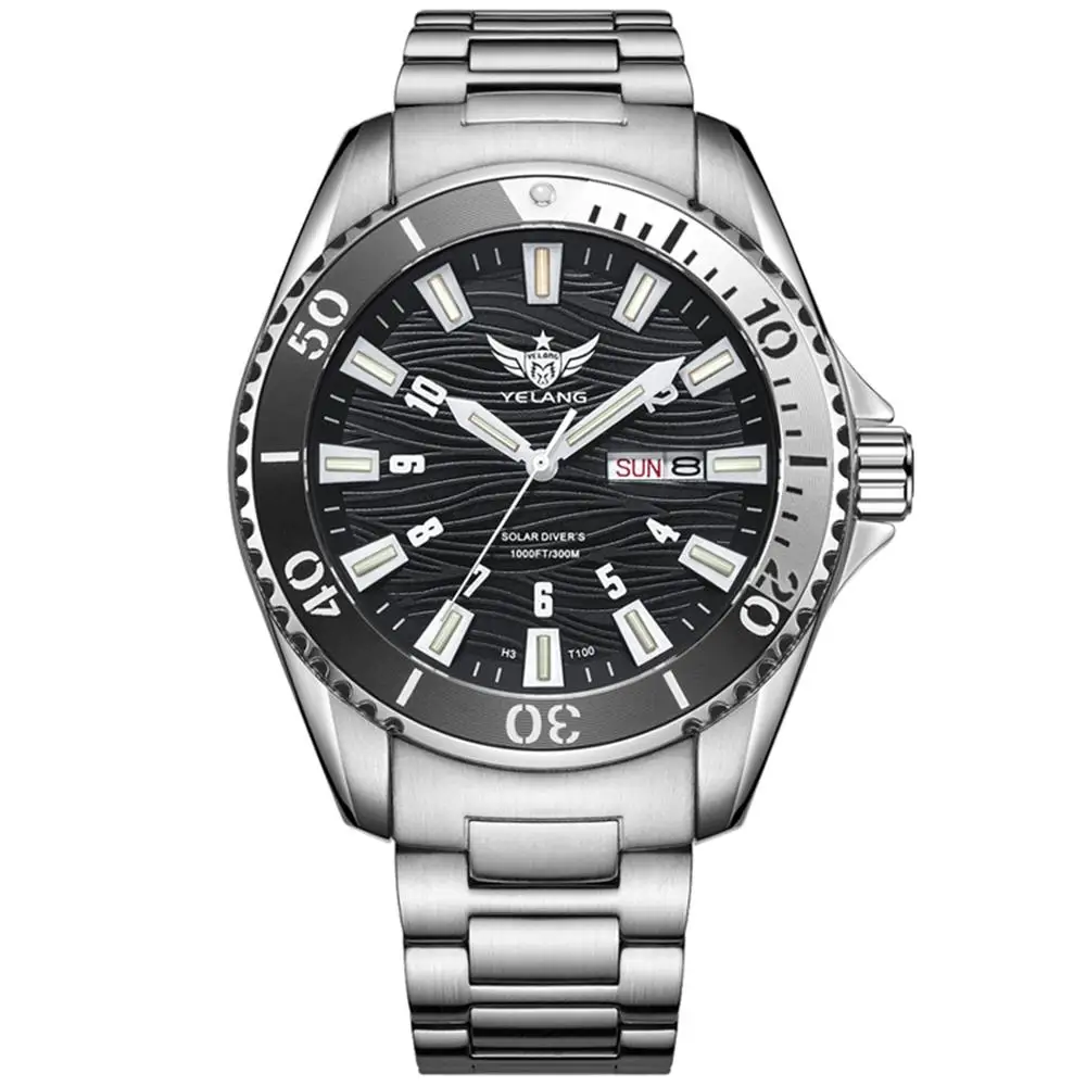 Часы YELANG Diver Мужские наручные T100 тритиевые эко-часы с солнечной батареей 30 бар