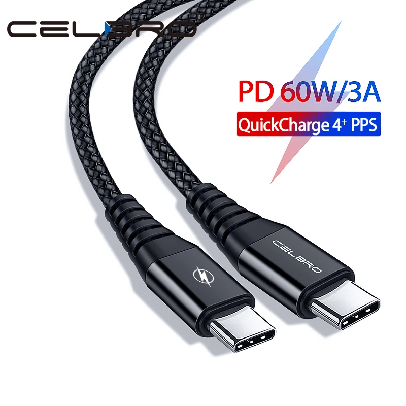 

60W Quick Charge 4.0 PD Cable Usb Type C To Usb Type C Cable Usbc Type-C PD Charger for Xiaomi Redmi Note 8 Pro 7 Mi9 Se Pixel 3