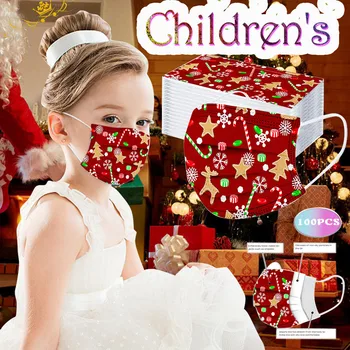 

Mascarilla 100pc Kids Mask Children's Face Mask Christmas Printed Mask Disposable Kids Face Mask For Kids Mouth Caps Disposable