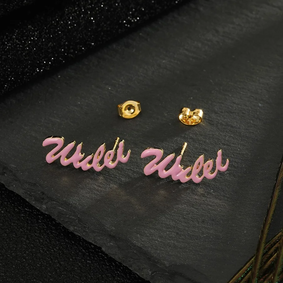 Fashion Customized Name Earrings Drop Oil Colorful Earrings Personalized Name Custom Letter Name Earrings Women Birthday Gifts