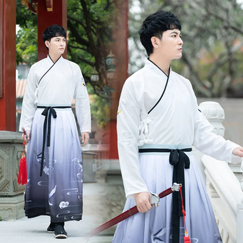 Traditional Chinese Hanfu Clothes For Men'S Ancient Elegant Printing Embroidery National Tang Suit Women Folk Dance Wear DL4194