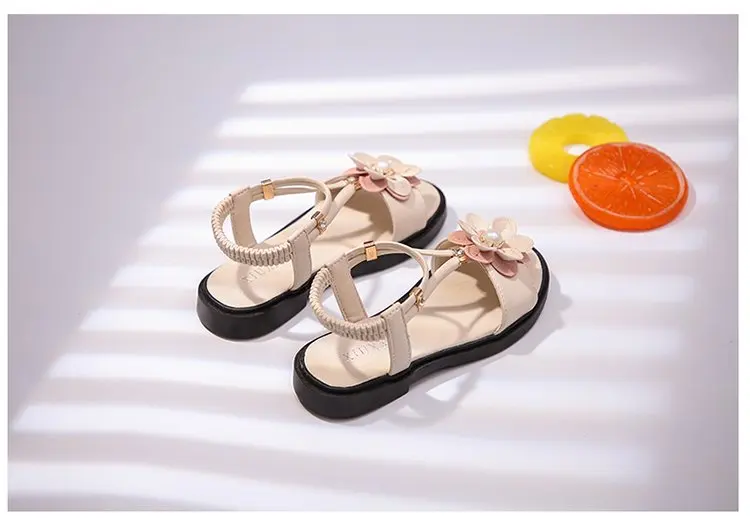 Sandals Girls Kids Sandals Princess Sweet Flower Children Summer Beach Shoes 2020 Brand New Soft Sweet Floral With Pearl 26-36
