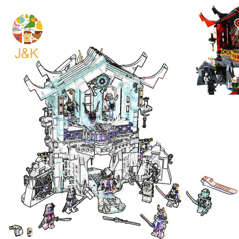 

70643 809pcs Ninja Series The Temple of Resurrection Model Building Blocks Brick Educational Toys For Children 10806 Gift